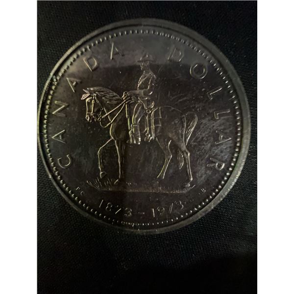 1973 Canada Dollar RCMP Centennial Coin, 23g, .500 Silver, Queen Elizabeth II