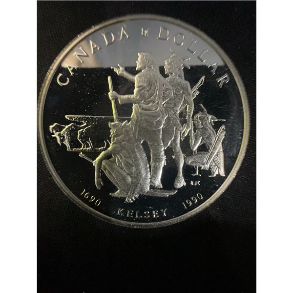 1990 Canada Silver Dollar Kelsey Commemorative Coin, 23g, .500 Silver, Elizabeth II