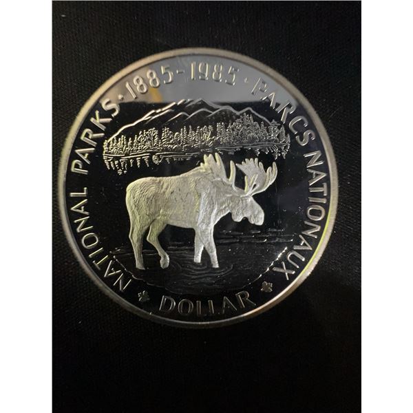 1985 Canada National Parks Dollar, 23g .500 Silver, Moose Design, Queen Elizabeth II