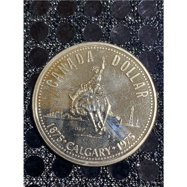 Canada 1875-1975 Calgary Silver Dollar Coin, 500 Silver, 23g, Commemorative Issue