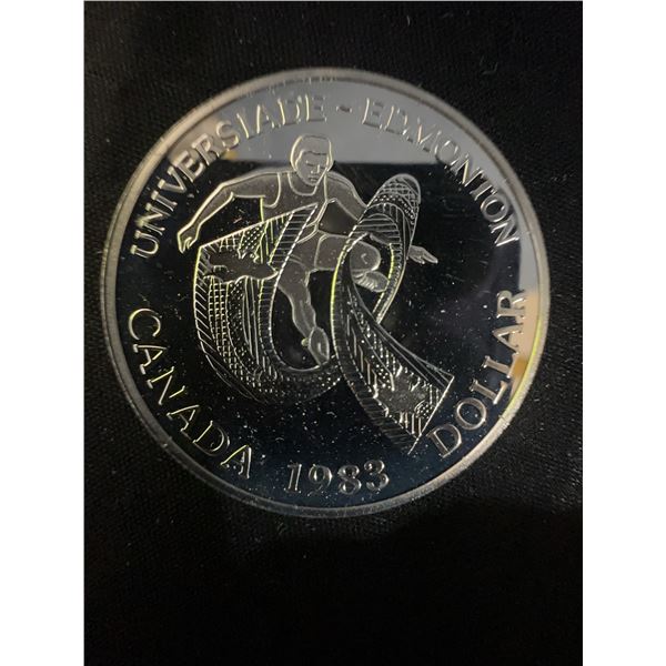 1983 Edmonton Universiade 23g .500 Silver Dollar Coin Canada Queen Elizabeth II