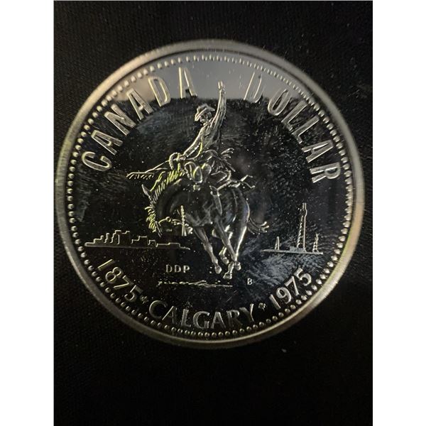 1975 Calgary Centennial Canada Dollar, 23g, .500 Silver, Queen Elizabeth II Reverse
