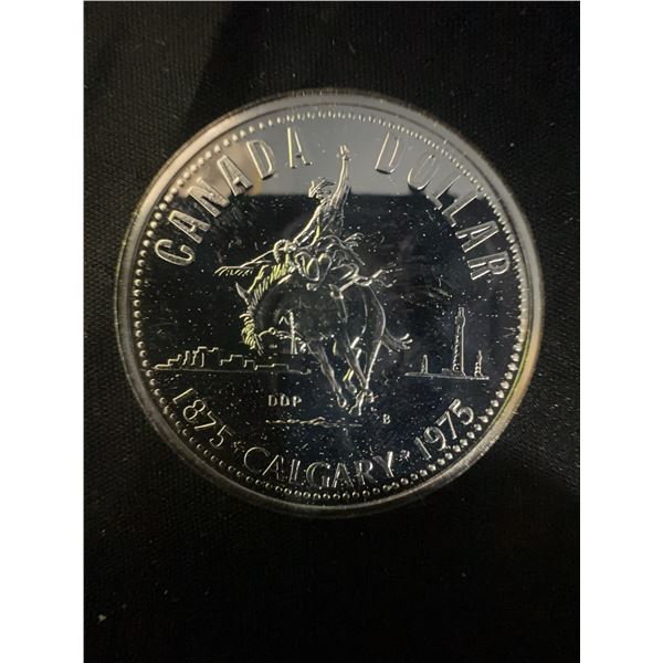 1975 Calgary Commemorative Canada Dollar, 23g .500 Silver, Queen Elizabeth II