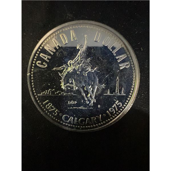 1975-1975 Calgary Commemorative Canada Dollar Coin, 23g .500 Silver, Queen Elizabeth II