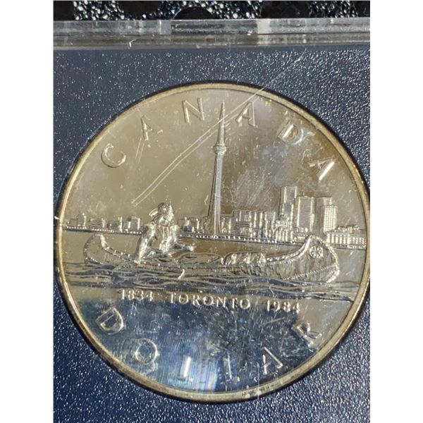 1984 Canada Dollar Coin Toronto Commemorative Canoe Design