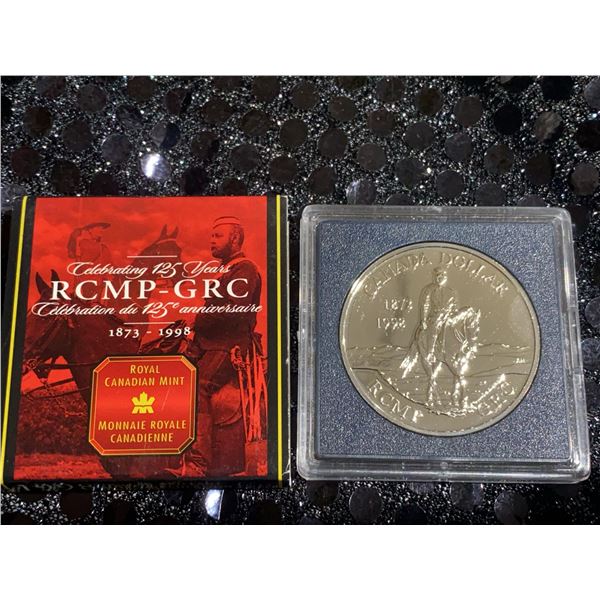 1998 Royal Canadian Mint RCMP 125th Anniversary 500 Silver Dollar Coin with Case