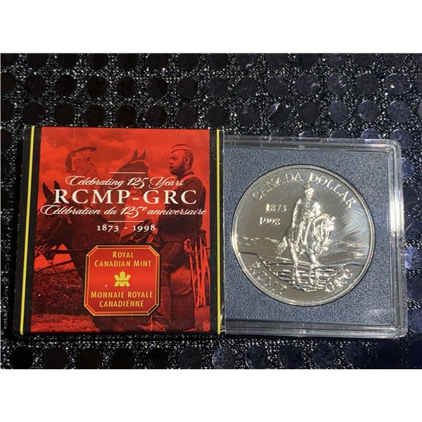 1998 Royal Canadian Mint RCMP 125th Anniversary Silver Dollar Coin With Case