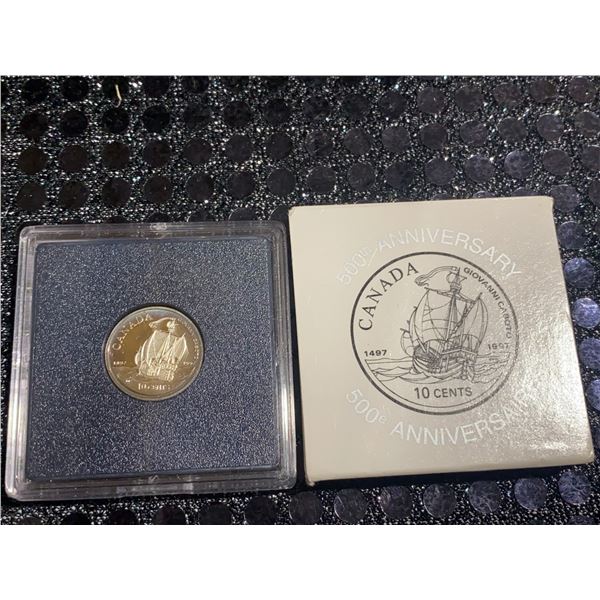 1997 Canada Giovanni Caboto 500th Anniversary Proof 10 Cent Coin .925 Silver RCM