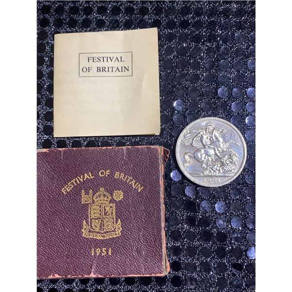 1951 Festival of Britain Silver Crown Coin with Case and Insert