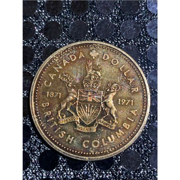 1971 British Columbia Centennial Canada Dollar 500 Silver Coin 23g Elizabeth II