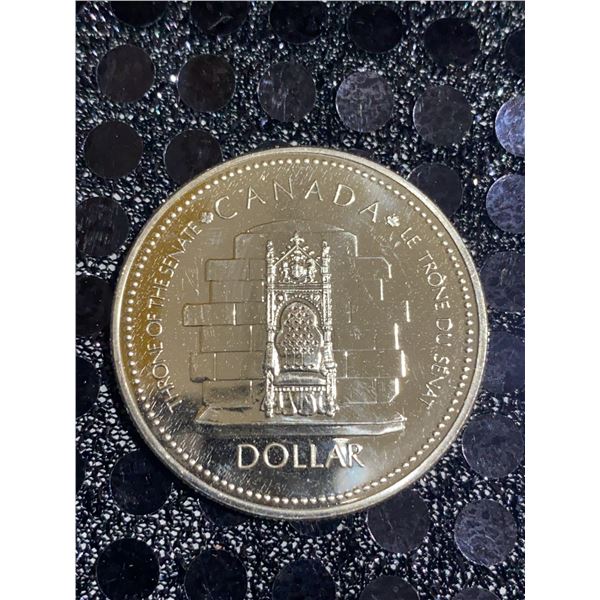 1977 Canada Silver Jubilee Elizabeth II Senate Throne $1 Dollar Coin, 23g, 500 Silver