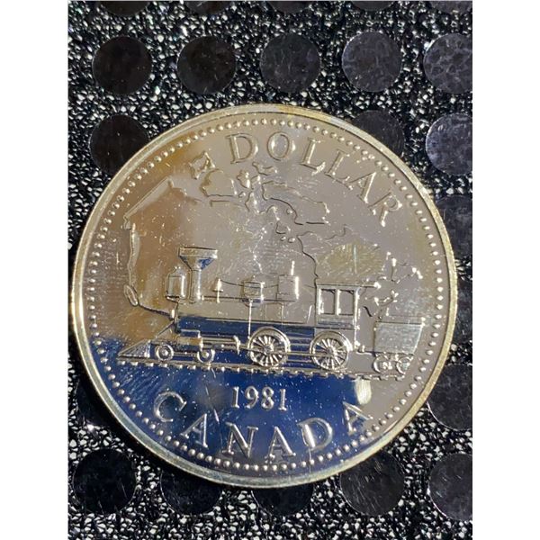1981 Canada $1 Train Dollar Coin, 23g, 500 Silver, Elizabeth II