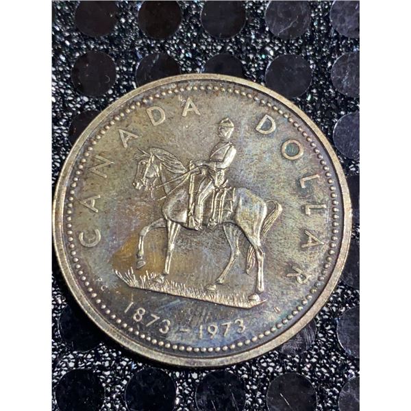 1973 Canada Dollar Coin, RCMP Centennial, 500 Silver, 23g, Elizabeth II, Horse Rider