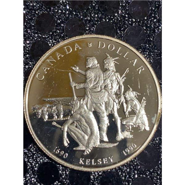 1990 Canada Kelsey Silver Dollar, 500 Silver, 23g, Commemorative Proof Coin