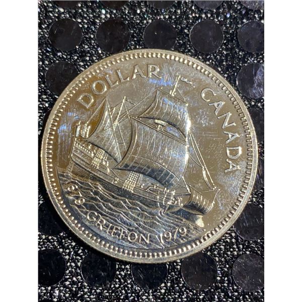 1979 Canada Silver Dollar 23g 500 Silver Commemorating 1679 Griffon Ship Queen Elizabeth II