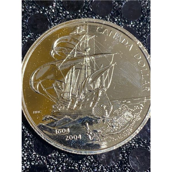 Canada Dollar 1604–2004 Commemorative Coin 23g .500 Silver With Ship Design