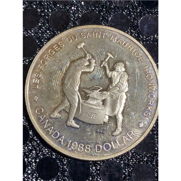 1988 Canada Saint Maurice Ironworks Dollar, 23g, 500 Silver, Queen Elizabeth II