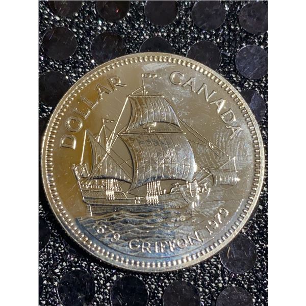1979 Canadian Silver Dollar 23g 500 Silver Griffon Ship Elizabeth II