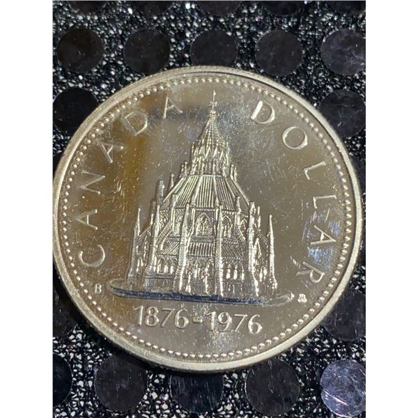 1976 Canada Dollar 500 Silver Coin, Parliament Centennial, Queen Elizabeth II, 23g
