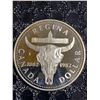 Image 1 : 1982 Canada Regina Silver Dollar, 23g, 500 Silver, Buffalo Skull, Elizabeth II