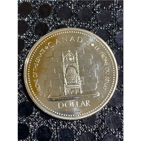 1977 Canada Silver Jubilee Dollar, 23g .500 Silver, Throne of the Senate, Elizabeth II