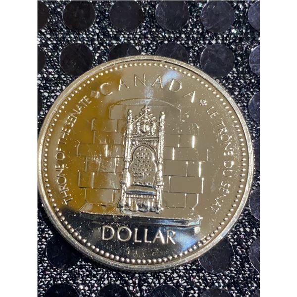 Canada 1977 Silver Jubilee 500 Silver Dollar, Throne of the Senate, 23g, Queen Elizabeth II