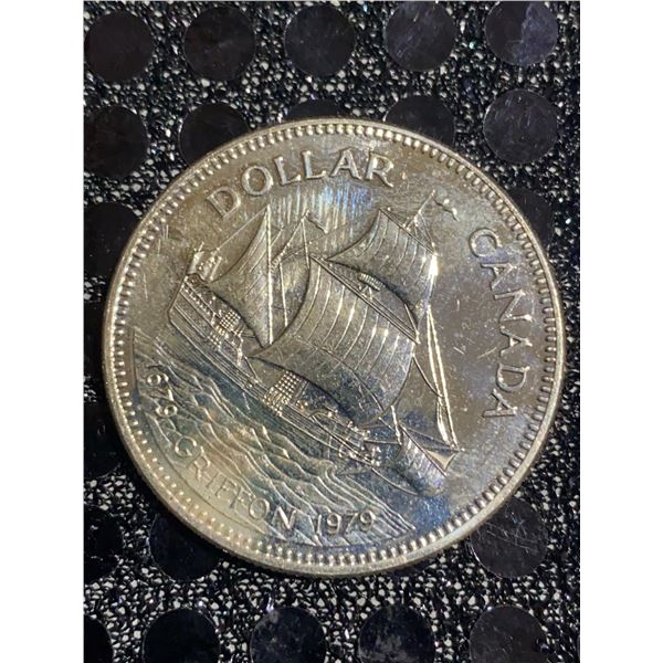 1979 Canada Silver Dollar 500 Silver "Griffon" Ship Commemorative, 23g