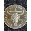 Image 1 : 1982 Regina Canada Dollar 500 Silver Coin, 23g, Bull Skull, Legislative Building Design