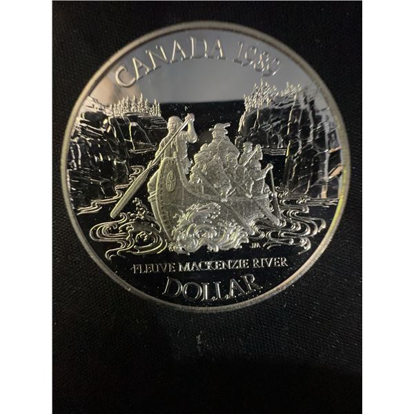1989 Canada Silver Dollar MacKenzie River Canoe 23g .500 Silver Coin Queen Elizabeth II