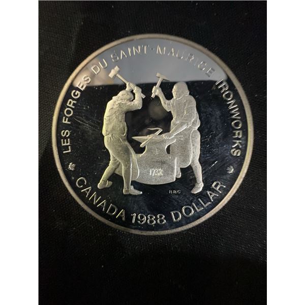 1988 Canada Silver Dollar Les Forges du Saint-Maurice Ironworks, 23g, .500 Silver