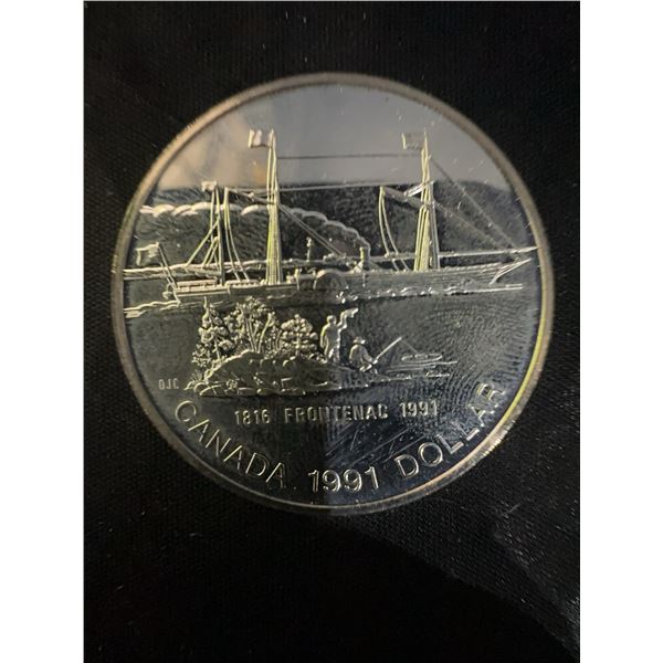 Canada 1991 Dollar Coin .500 Silver 23g Frontenac 1816 Commemorative Queen Elizabeth II