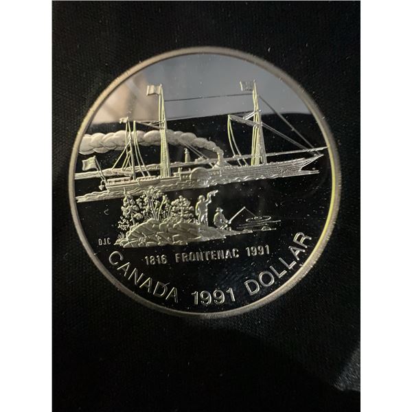1991 Canada Frontenac Dollar 23g .500 Silver Coin, Queen Elizabeth II Obverse
