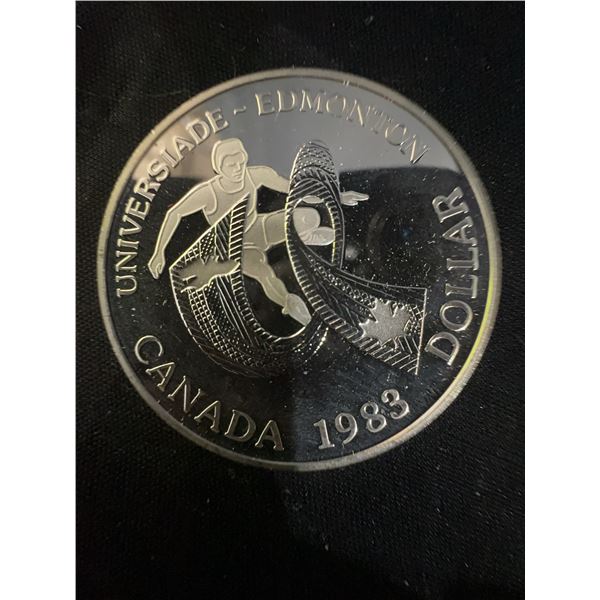 1983 Canada Edmonton Universiade Dollar 23g .500 Silver Coin Elizabeth II
