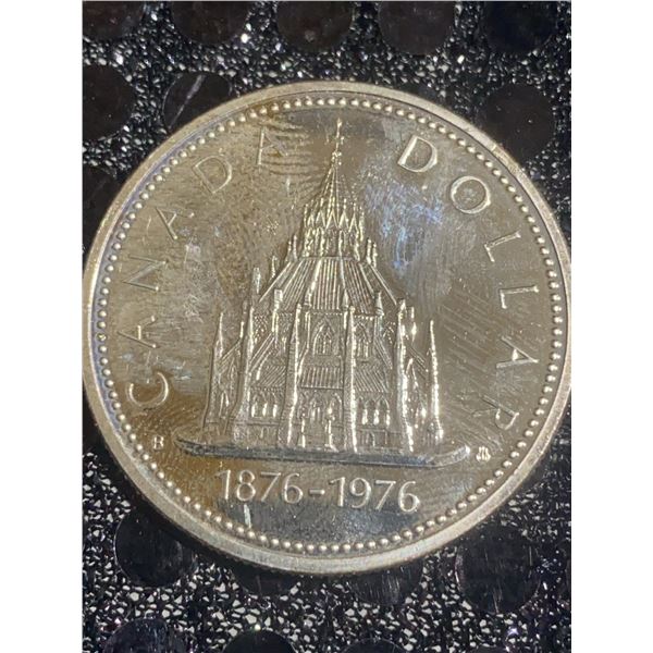 Canada 1876-1976 Commemorative Dollar, 23g, 500 Silver, Parliament Building, Elizabeth II