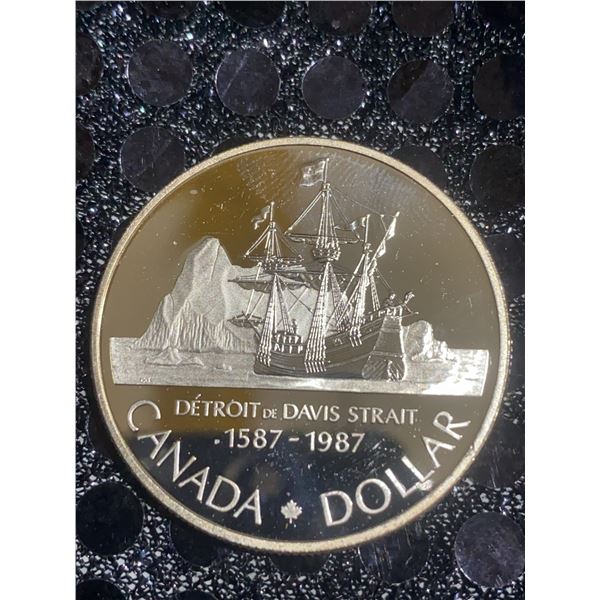 1987 Canada Davis Strait 400th Anniversary Silver Dollar, 23g, .500 Silver Proof Coin