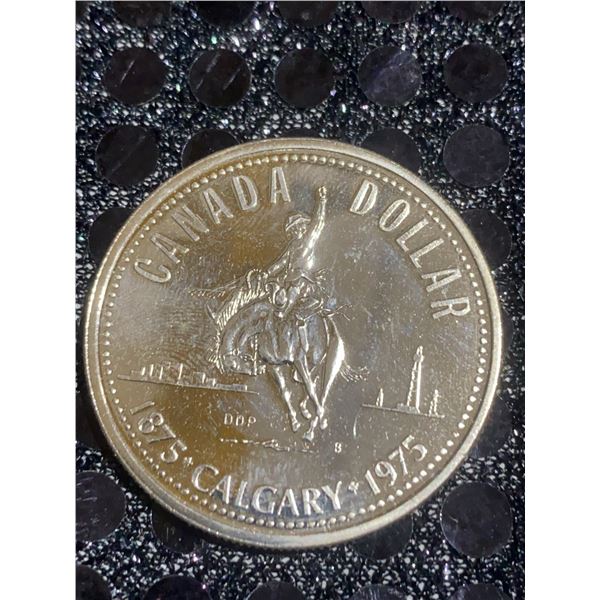 1975 Calgary Canadian Dollar Coin, 23g, 500 Silver, Queen Elizabeth II, RCMP Design