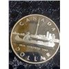 Image 1 : 1984 Canada Toronto Dollar, 23g .500 Silver Coin, Canoe Design, Elizabeth II Obverse