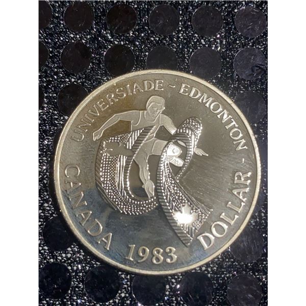1983 Universiade Edmonton Canada Dollar, 23g 500 Silver Commemorative Coin