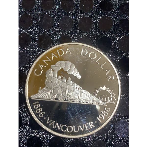 1986 Vancouver Centennial Canada Dollar 23g 500 Silver Proof Coin
