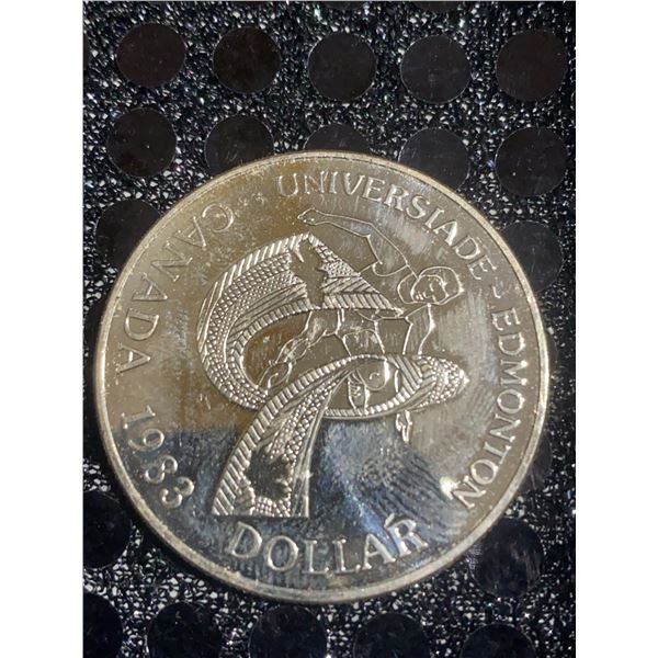 1983 Canada Edmonton Universiade Commemorative Dollar, 500 Silver, 23g