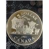 Image 1 : 1981 Canada Dollar Coin 500 Silver 23g Elizabeth II With Locomotive and Map Reverse