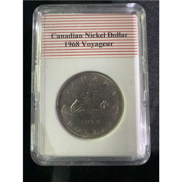 1968 Canadian Nickel Dollar Voyageur in Plastic Display Case
