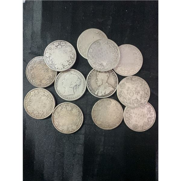 Pre-1919 Canadian .925 Silver Coins Collection, 136g Total, Includes 50 Cent and Newfoundland