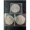 Image 1 : 3 Canadian 23.3g .800 Silver Dollars 1858–1958 British Columbia Totem Queen Elizabeth II