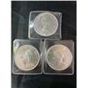 Image 2 : 3 Canadian 23.3g .800 Silver Dollars 1858–1958 British Columbia Totem Queen Elizabeth II