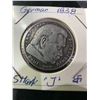 Image 2 : 1938-J Germany 5 Reichsmark .900 Silver Coin, Paul von Hindenburg, 13.88g