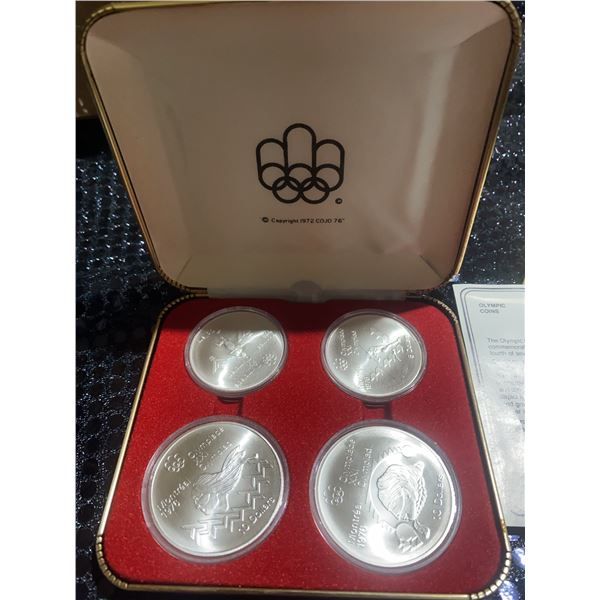 1976 Montreal Olympic Series IV Track & Field Silver Coin Set, Uncirculated, 4 Coins