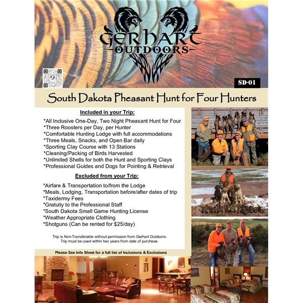 South Dakota Pheasant Hunt for Four Hunters