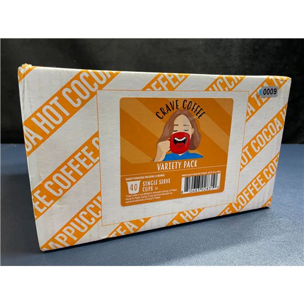 Crave Coffee Variety Pack (Box of 40) Single-Serve Flavored Coffee Pods/K-Cups - New Sealed!