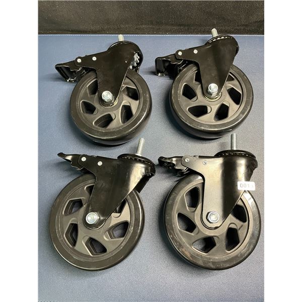 Set of 4 Heavy-Duty Caster Wheels (5") Black - New